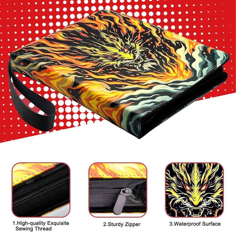 FARICHE Trading Card Binder for Cards, 9-Pocket Portable Card Collector Ablum Holder Book Fits 900 Cards with 50 Removable Sleeve, Waterproof Card Binder Display Storage Carrying Case for TCG-Dragon - Image 2